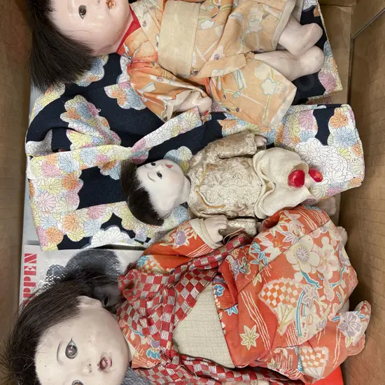 Three Japanese Composition Character Dolls