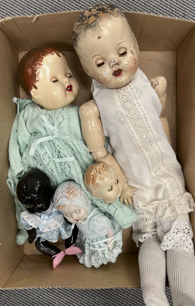 Three Composition Dolls & Pedigree Hard Plastic Baby Doll Image 1++