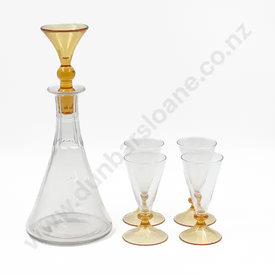 A 1960's Stuart Crystal Decanter and Four Matching Glasses