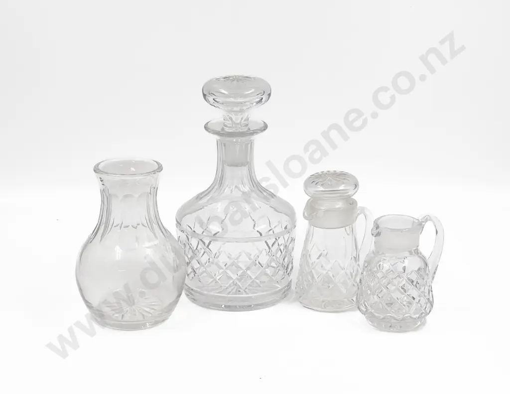 Four Pieces of Assorted Crystal and Glassware Incl. Decanter Image 1++