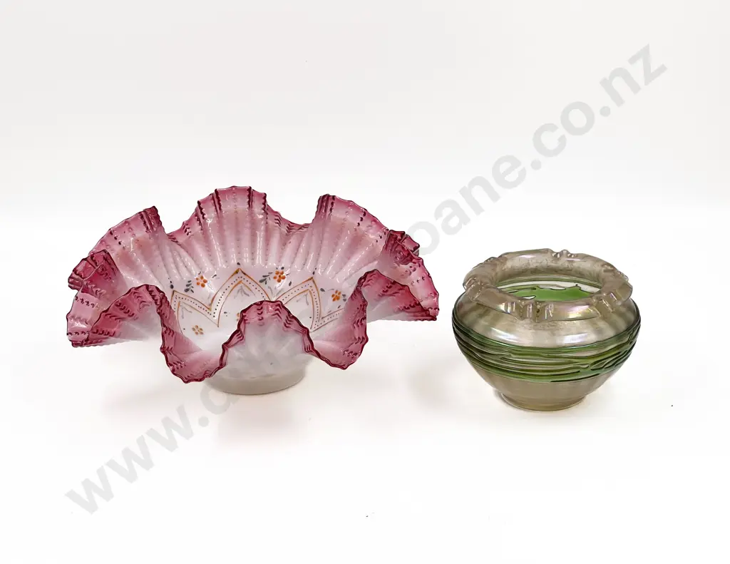 Two Pieces of Art Glass Incl. Loetz Style Vase Image 1++