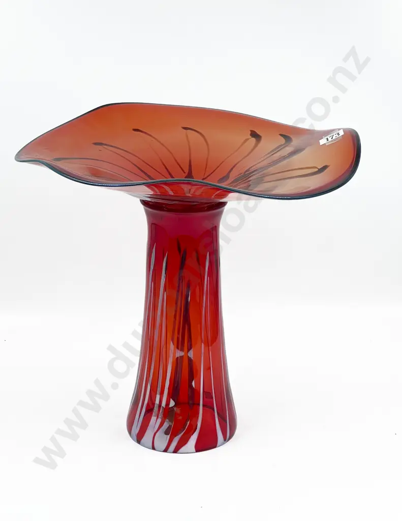 Large Art Glass Compote Signed and Dated to Base Image 1++