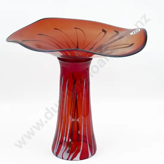 Large Art Glass Compote Signed and Dated to Base