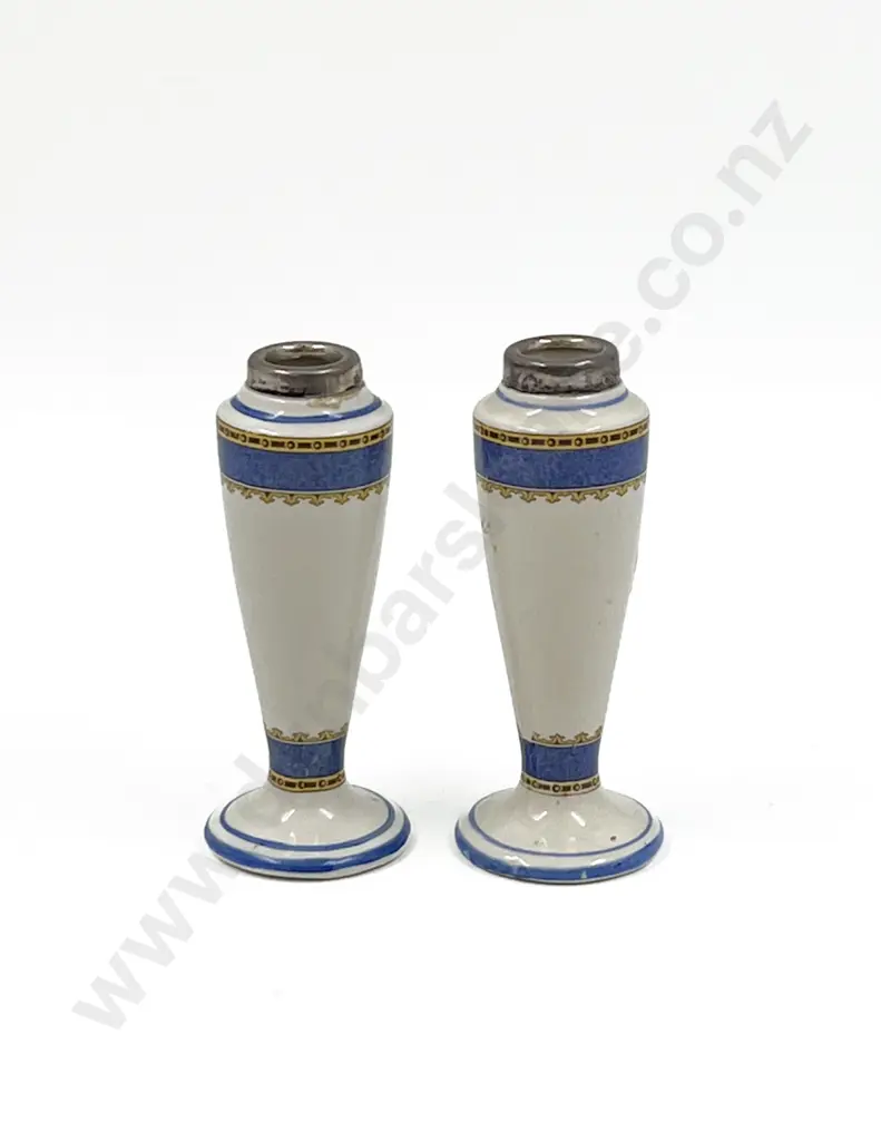 Pair of S/S Rimmed Ceramic Specimen Vases Image 1++