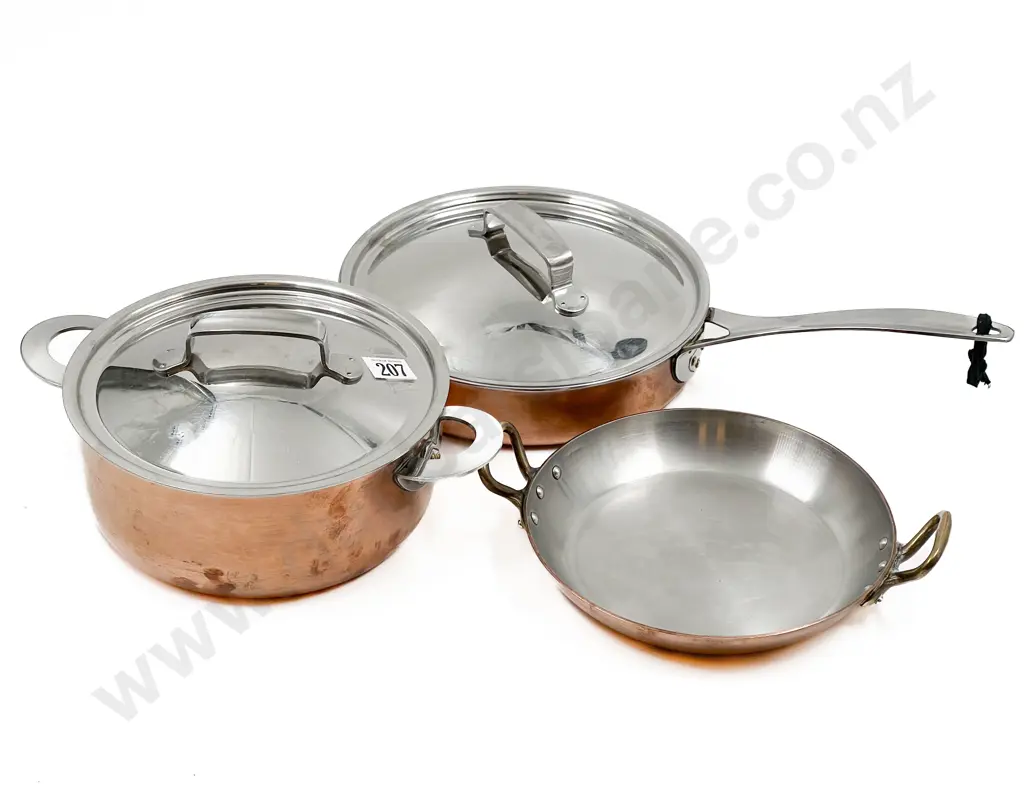Three Modern French Copper Cooking Pots Image 1++