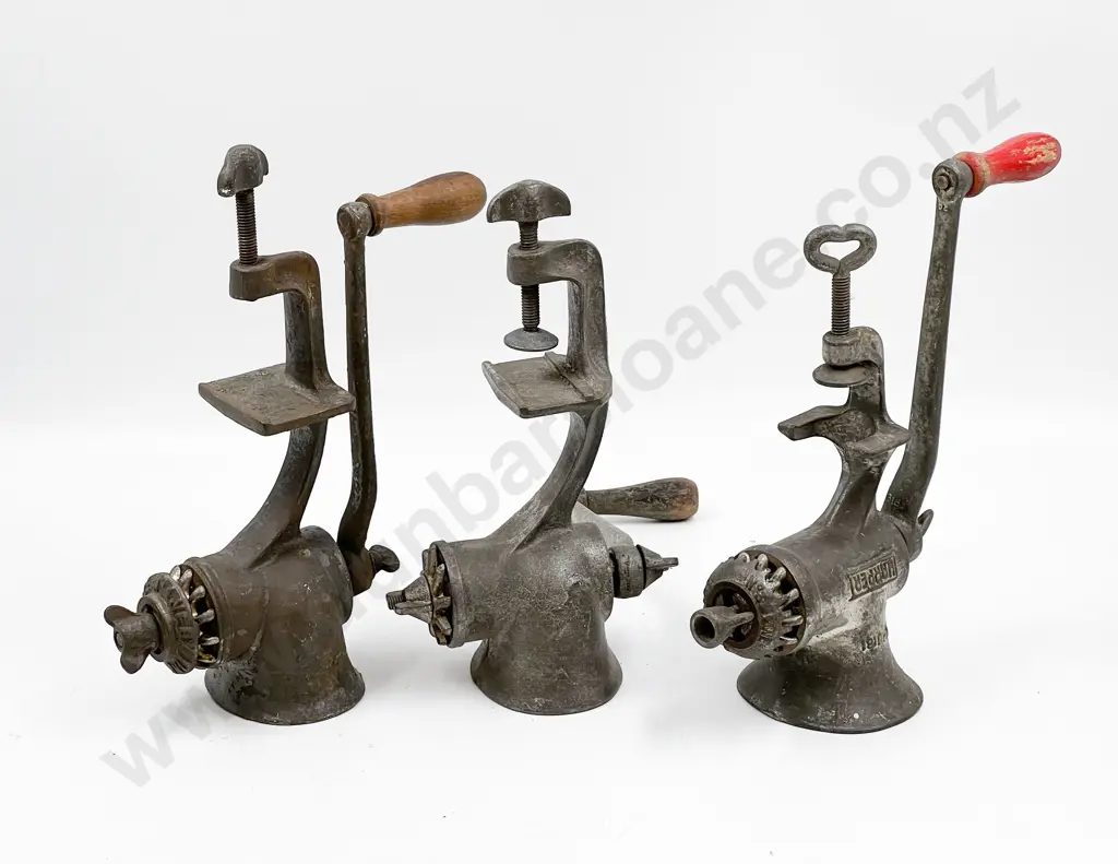 Box of Three Assorted Vintage Mincers Image 1++