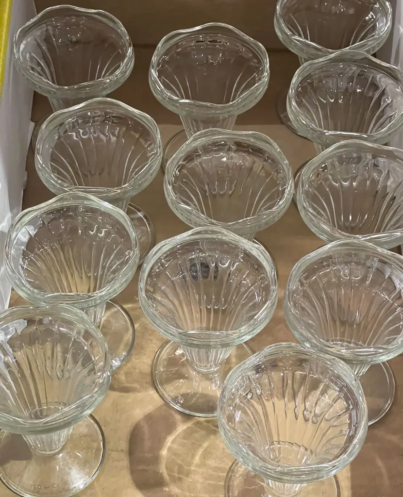 Box of Pressed Glass Sundae Dishes Image 1++
