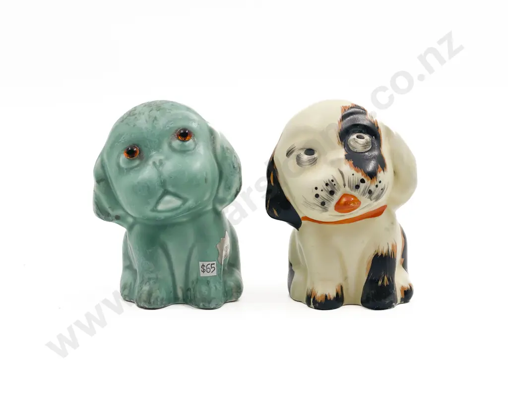 Two Small Crown Devon Puppy Ornaments Image 1++