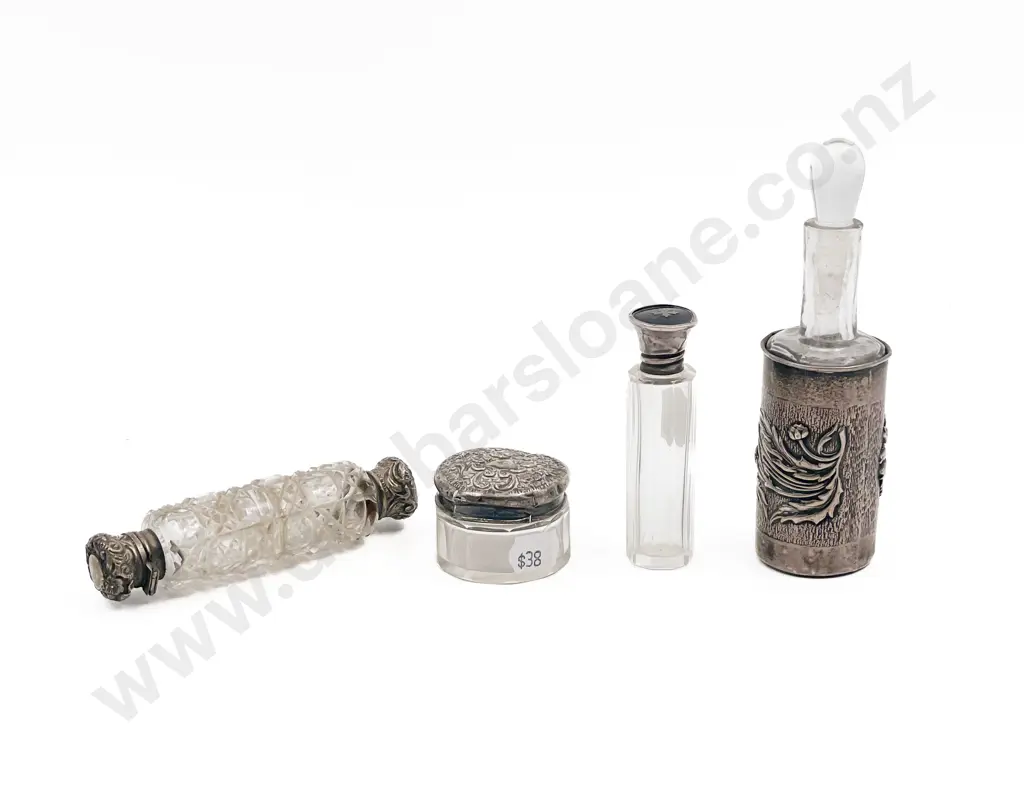 Small Quantity of S/S and Glass Vanity Items Incl. Scent Bottles and Pot Image 1++