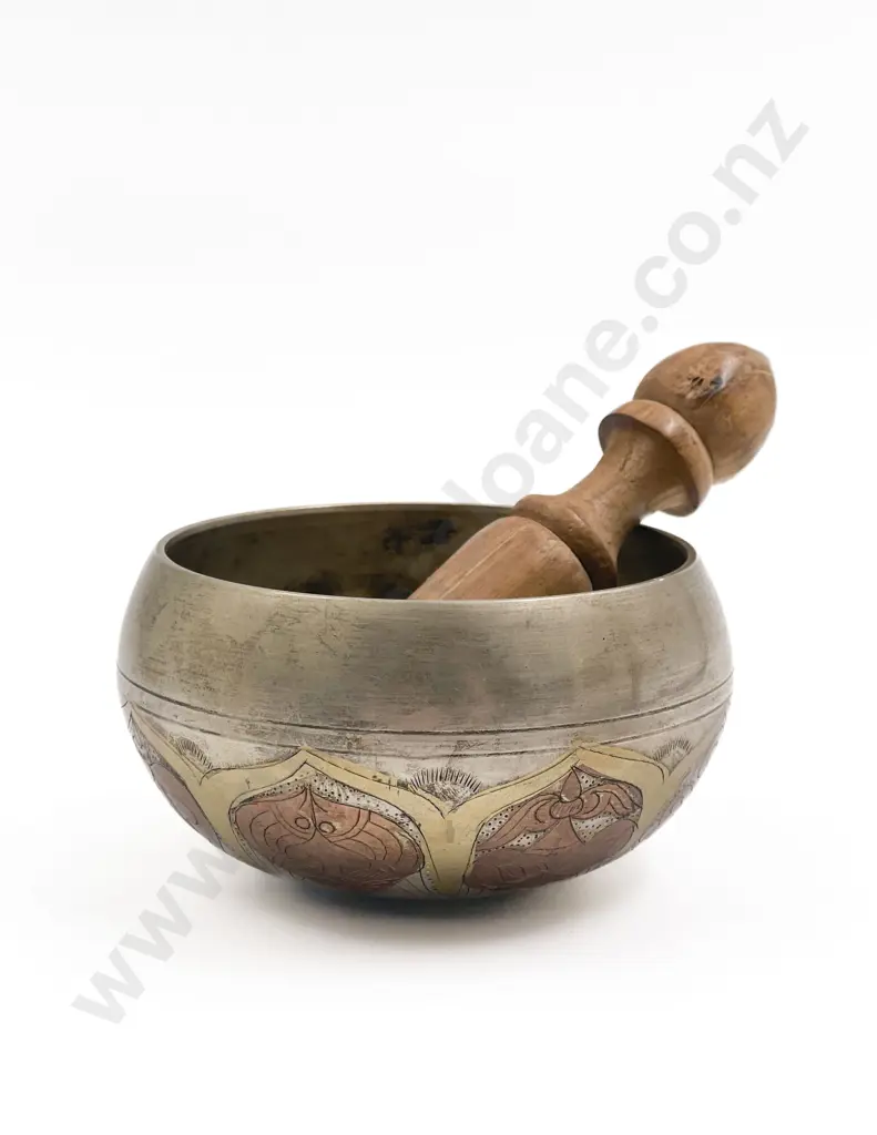 Two Moghul School Paintings & Singing Bowl Image 1++
