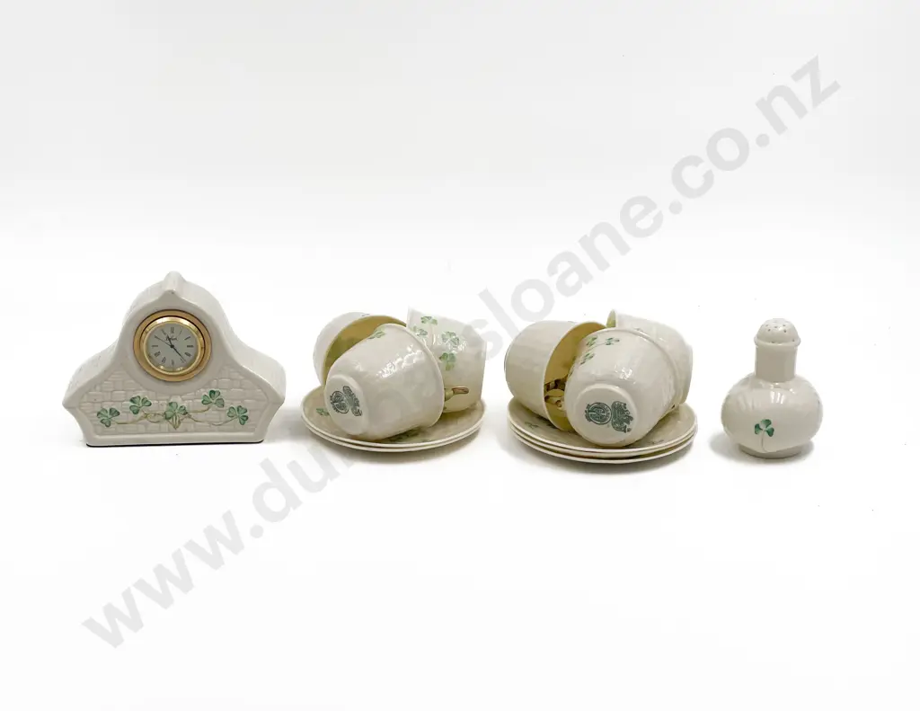 Small Quantity of Assorted Belleek Incl. Clock and Cups/Saucers Image 1++