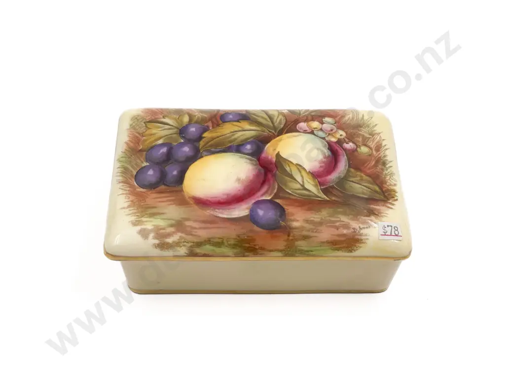 Aynsley Fruit Decorated Rectangular Trinket Box Image 1++