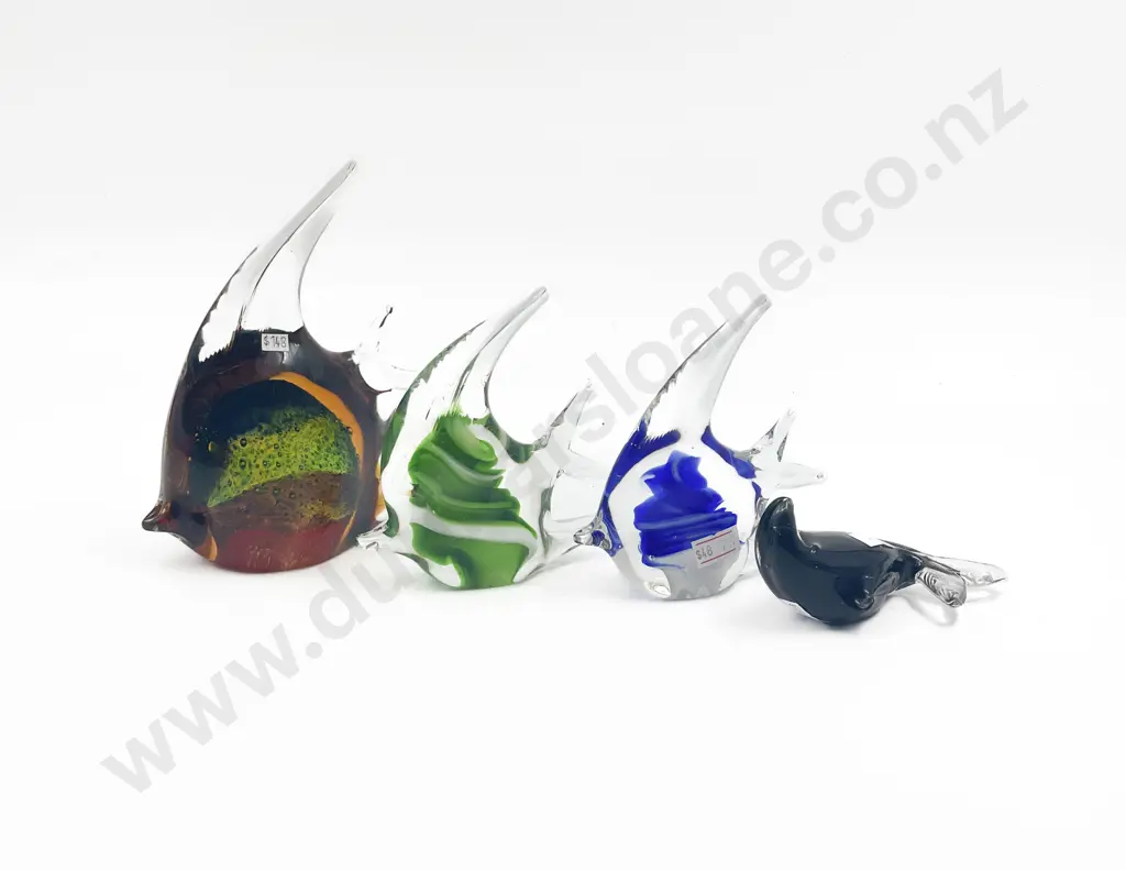 Four Art Glass Animal Ornaments Image 1++