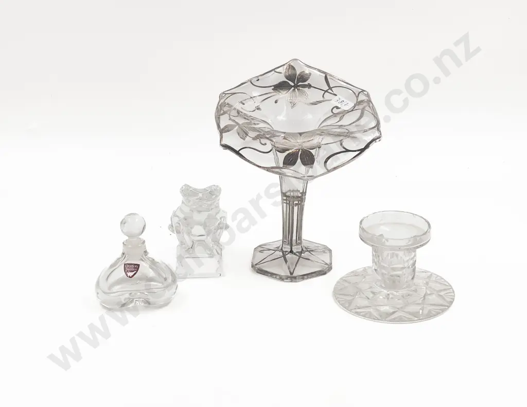 Orrefors Scent Bottle with Webb and Corbett Candle Holder and Two Others Image 1++