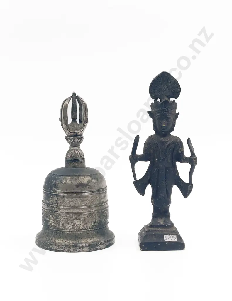 Cast Metal Figure with Tibetan Bell Image 1++