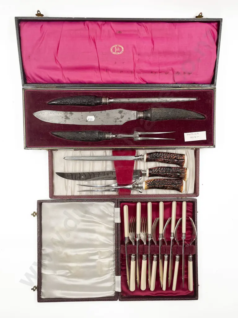 Two Boxed Carving Sets with Boxed Cutlery Set Image 1++