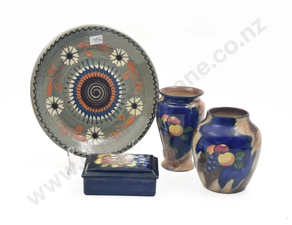 Moorcroft Trinket Box Together with Two Tunstall Vases and Other Image 1++