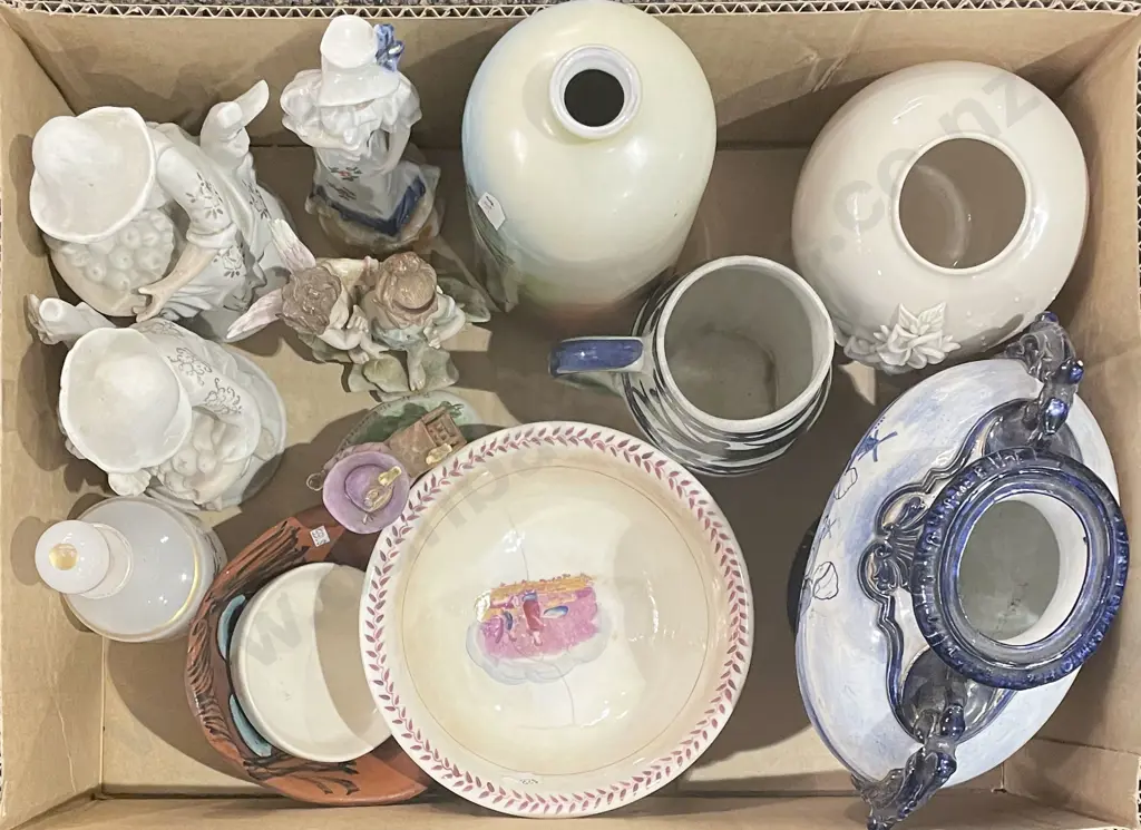 Small Box of Assorted Fancy China and Figures Image 1++