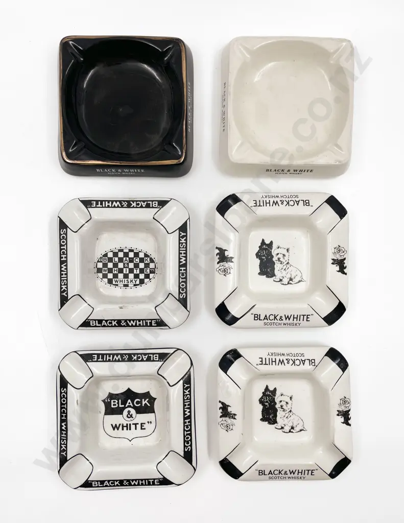 Six Assorted Whiskey Advertising Ashtrays Image 1++