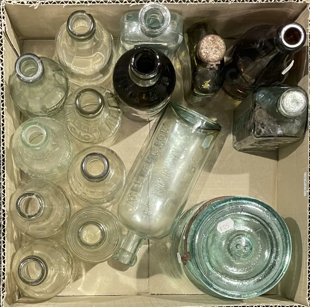 Box of Assorted Vintage Bottles Image 1++