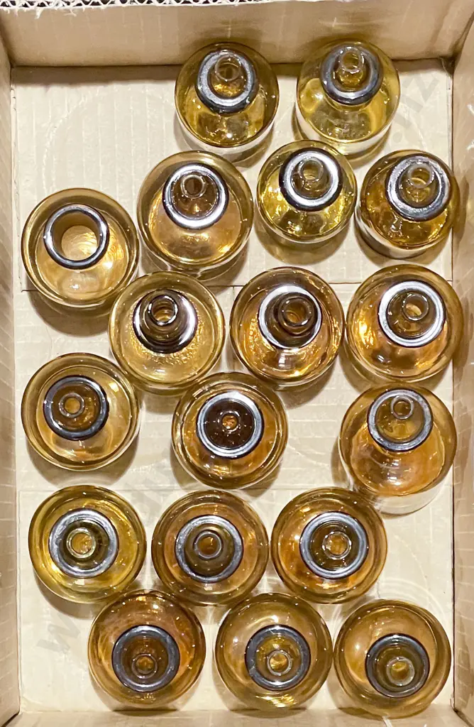 Small Box of Assorted Amber Glass Chemist Bottles Image 1++