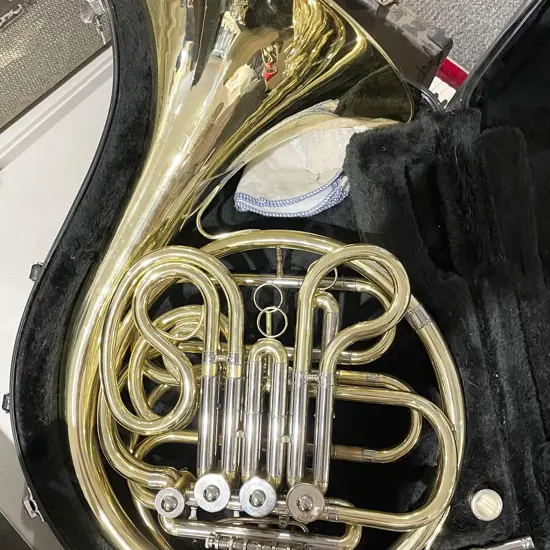 Brass French Horn in Case