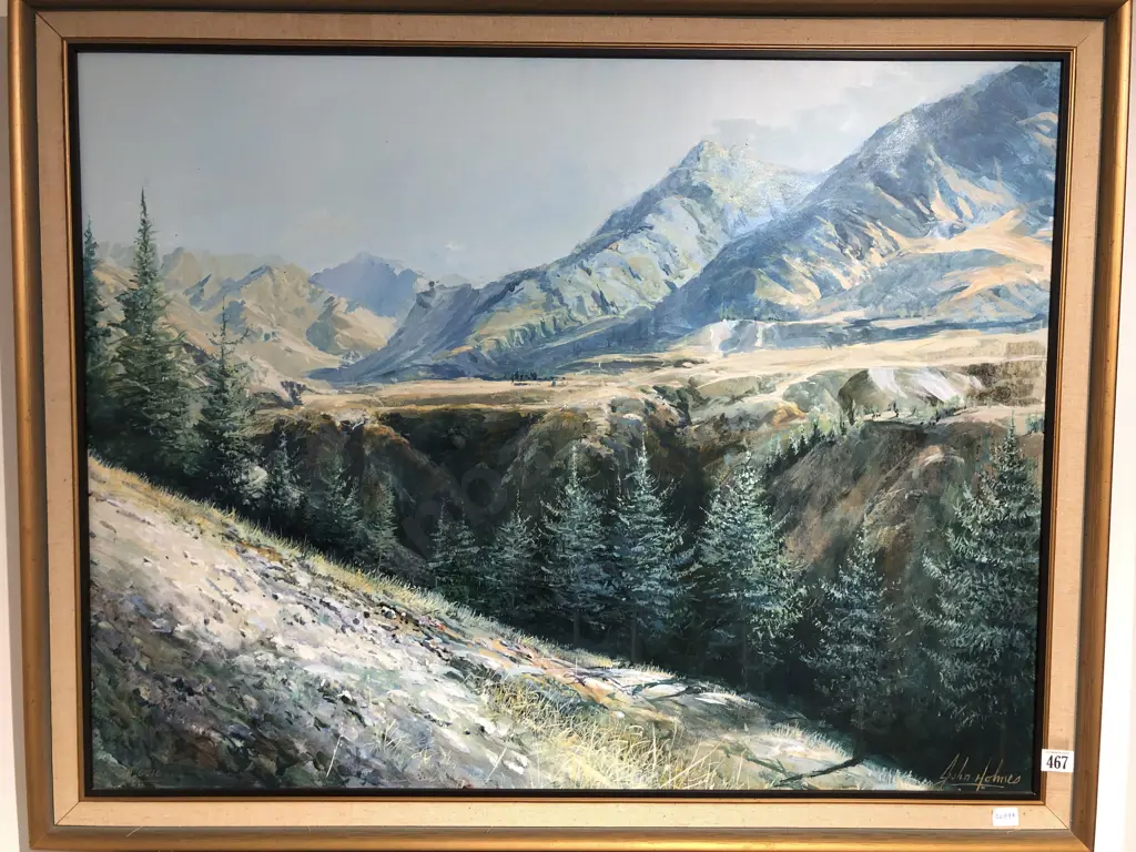 John Holmes - Mountain Landscape - Oil on Board Image 1++