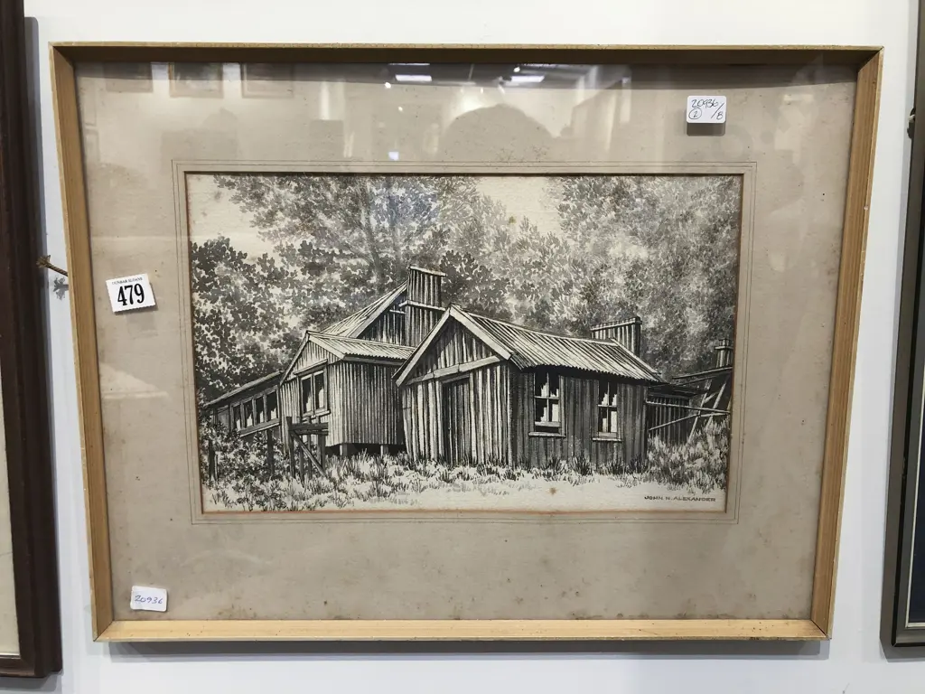 John Alexander - Maungapohutu Urewera - ink & Wash Image 1++
