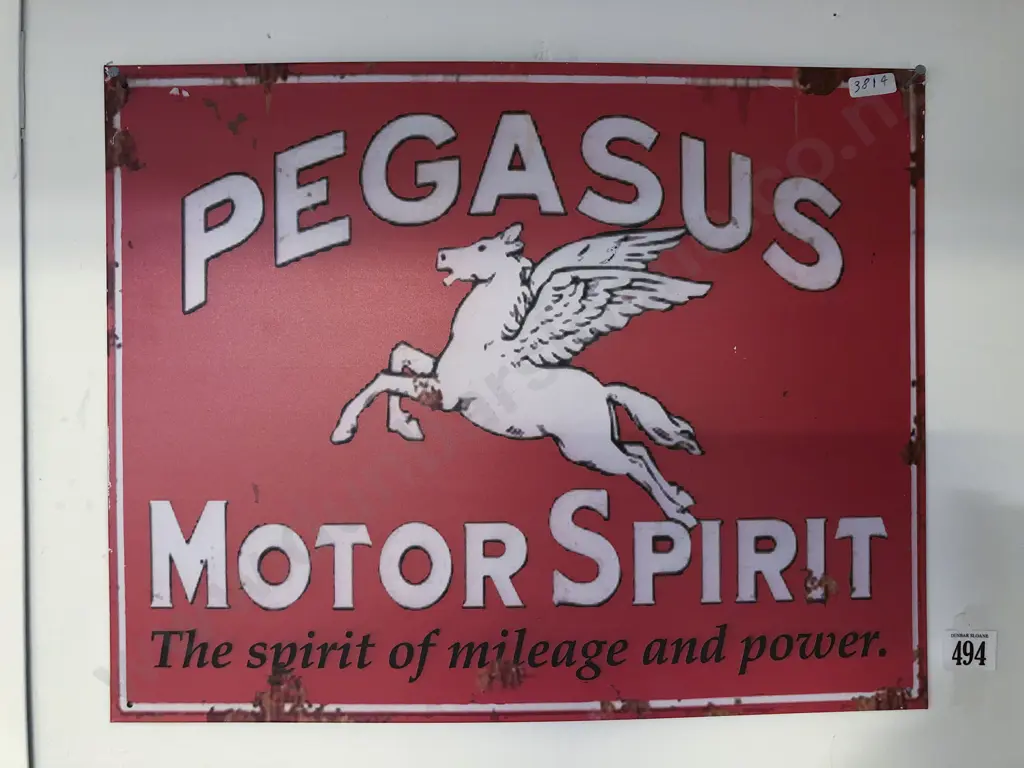 Reproduction Pegasus Motor Spirit Tin Advertising Sign Image 1++
