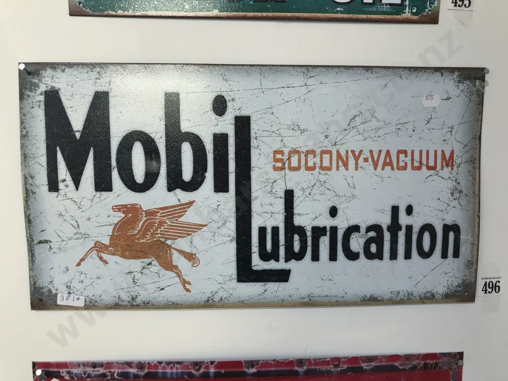 Reproduction Mobil Lubrication Tin Advertising Sign Image 1++