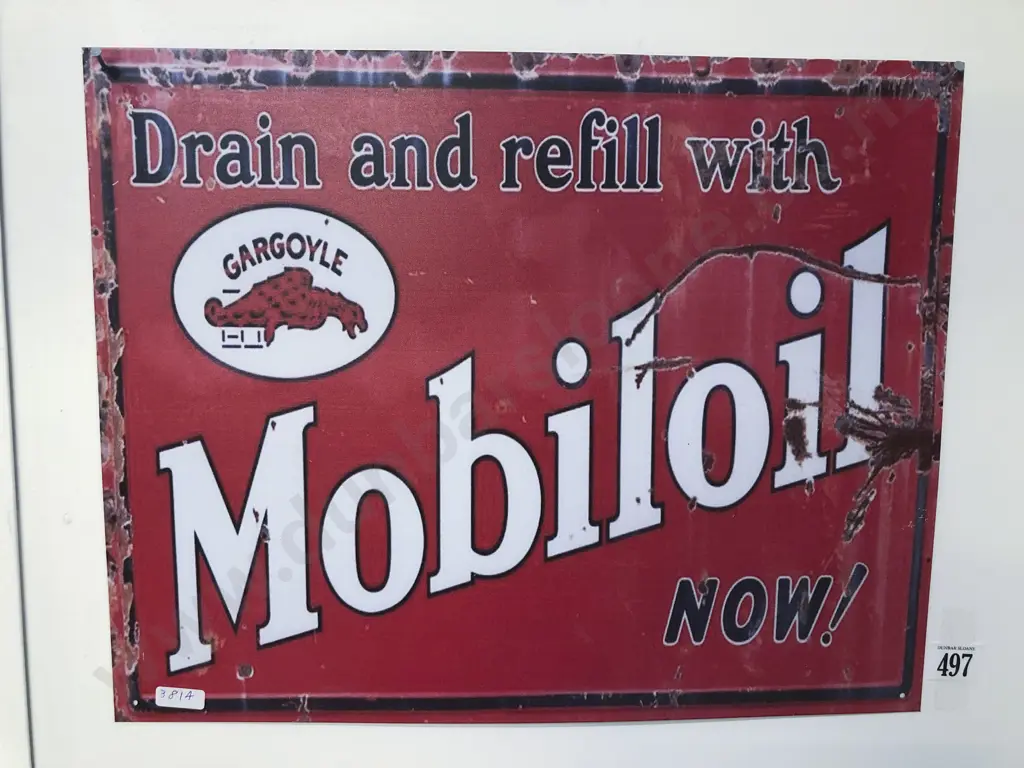 Reproduction Mobil Oil Tin Advertising Sign Image 1++