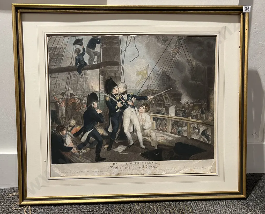 Vintage Historical Print - 'Battle of Trafalgar' Image 1++