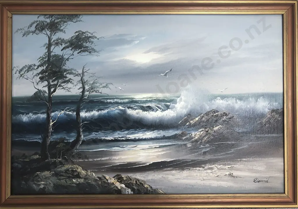 David - Oil on Board Coastal Scene Image 1++