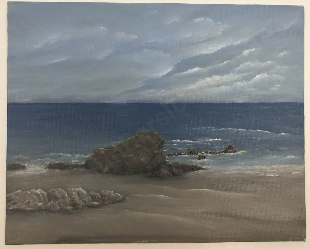 E N Hennessy - Wainuiomata Coast - Oil on Board Image 1++