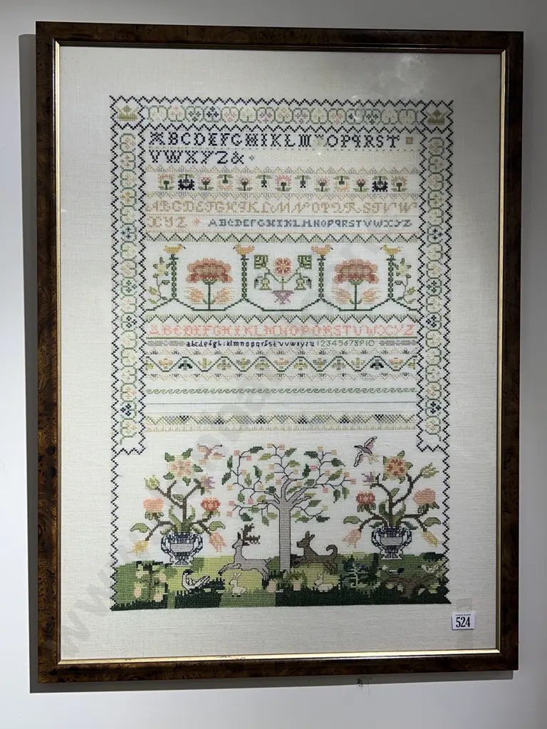 Framed Vintage Embroidery of the Alphabet Image 1++