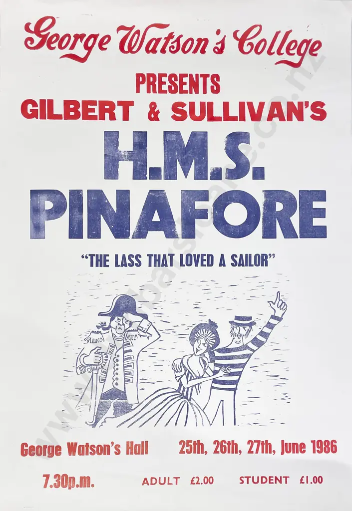 Vintage Theatre Poster 'H.M.S Pinafore' Image 1++