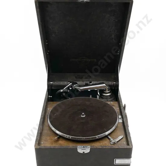 Vintage Colombia Table Top Record Player with Assorted Records