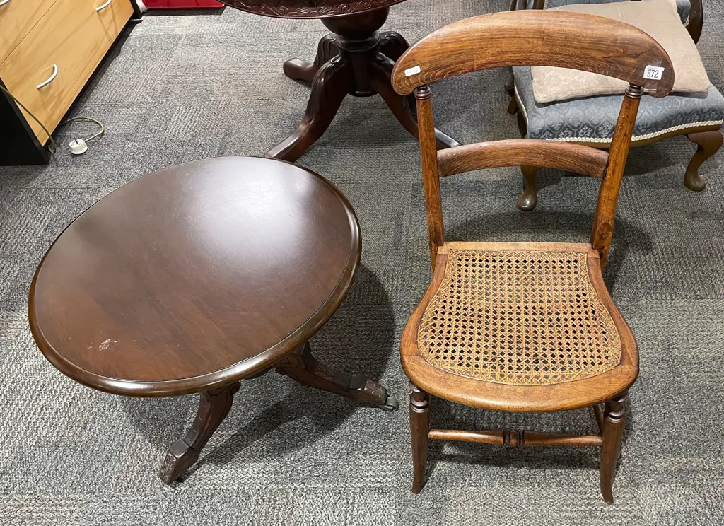 Edwardian Wycombe Seated Side Chair Together with Circular Tripod Occ. Table Image 1++