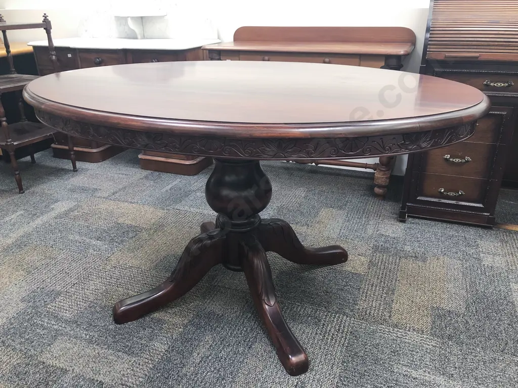 Modern Oval Hardwood Dining Table Image 1++