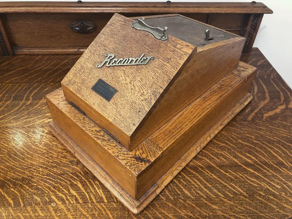 Vintage Bristow & Co Christchurch Made Vintage Oak Cash Register Image 1++