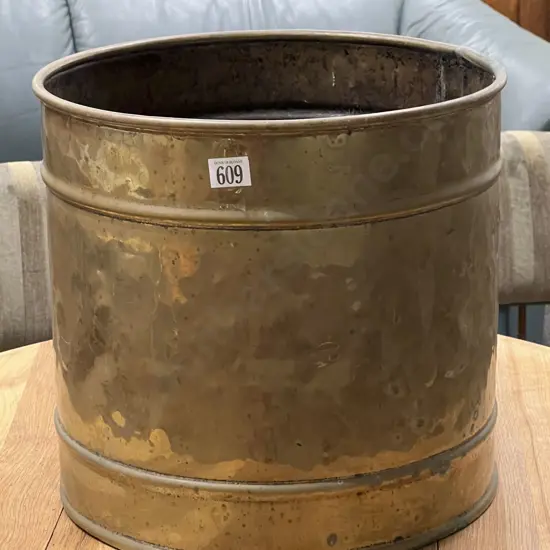 Cylindrical Brass Coal Bin