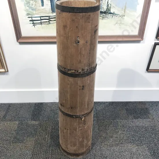 Vintage Chinese Pine Tapering Metal Bound Churn/Grain Holder
