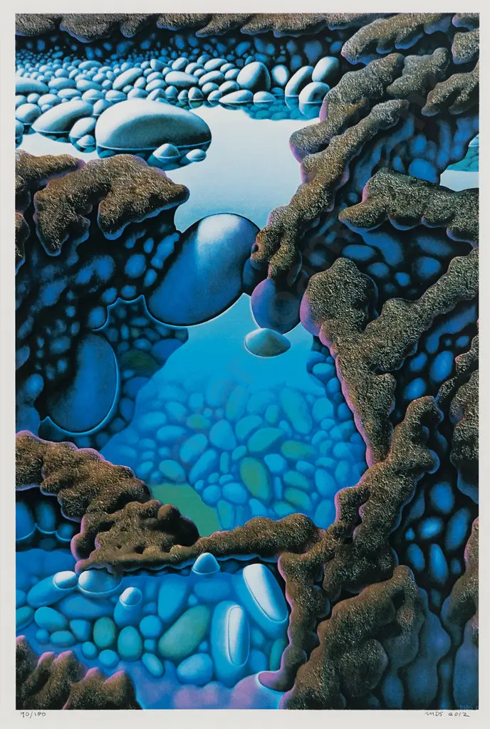 Michael Smither (b 1939) - Three Rock Pools & Lava Flow Image 1++