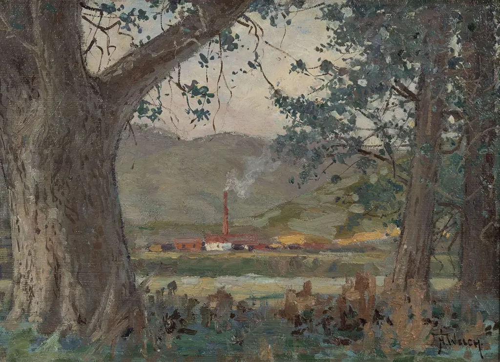 Nugent Welch (1881-1970) - From Pumpkin Cottage Silverstream Image 1++