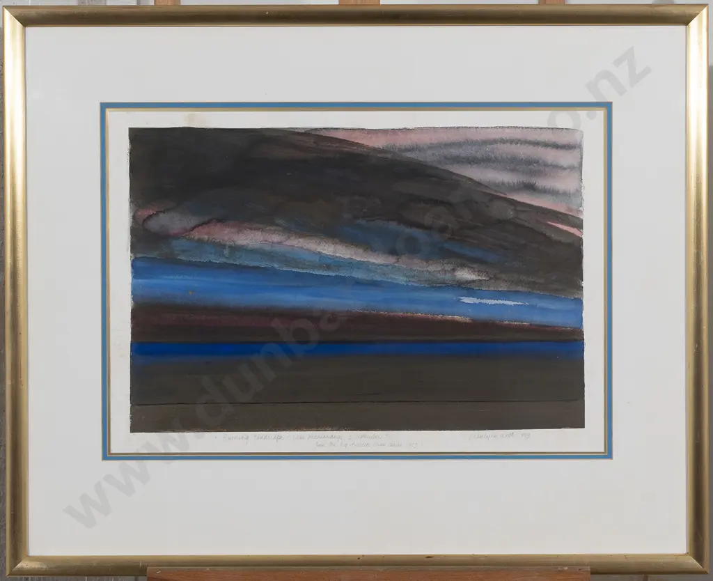 Marilynn Webb (1937 - 2021) - Burning Landscape Lake Mahinerangi Image 1++