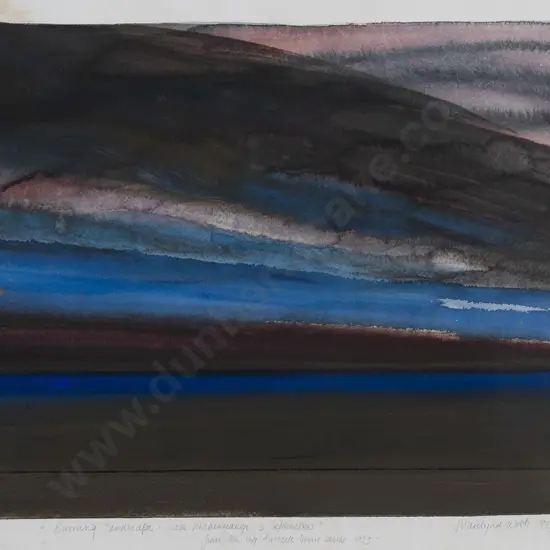Marilynn Webb (1937 - 2021) - Burning Landscape Lake Mahinerangi