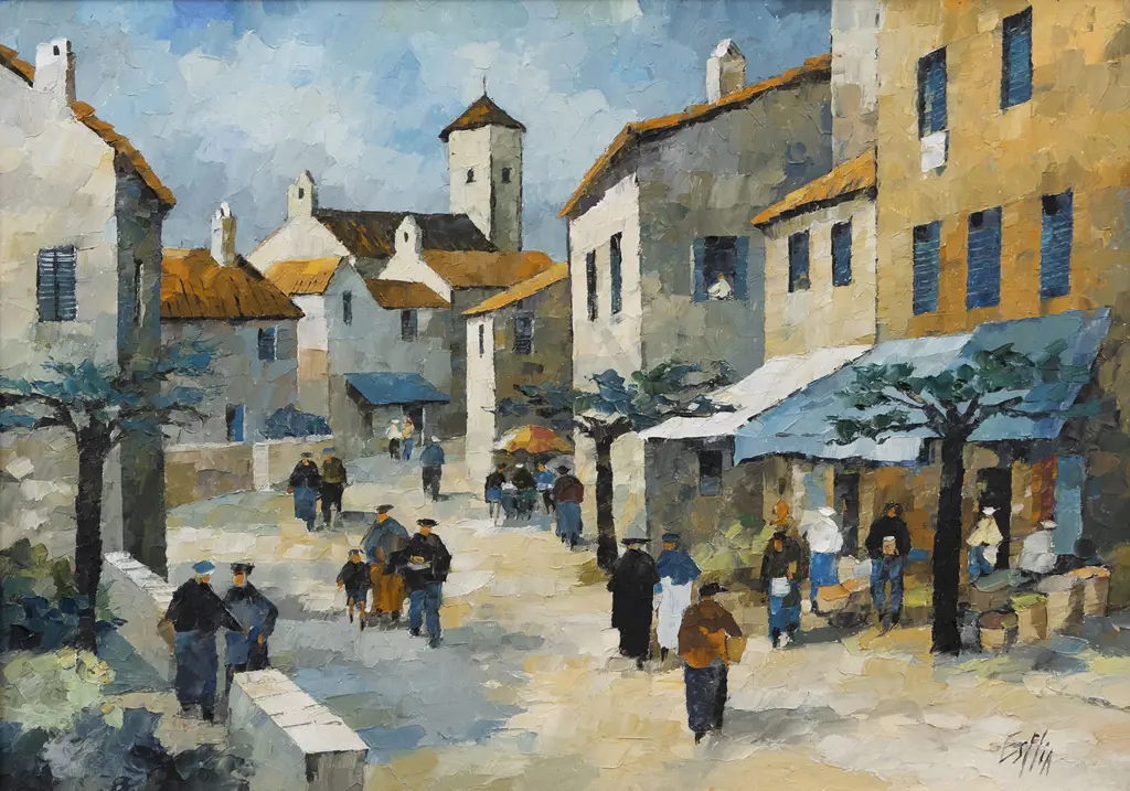 Tom Esplin (1915 - 2005) - Little Corner of Calabria Italy Image 1++