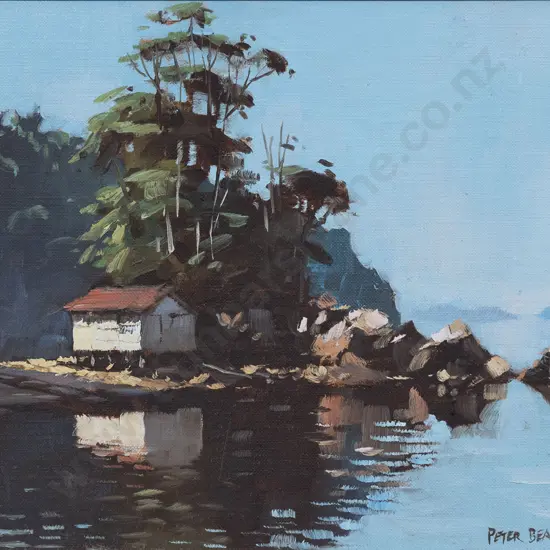Peter Beadle (b 1933) - Boatshed Golden Bay Stewart Island