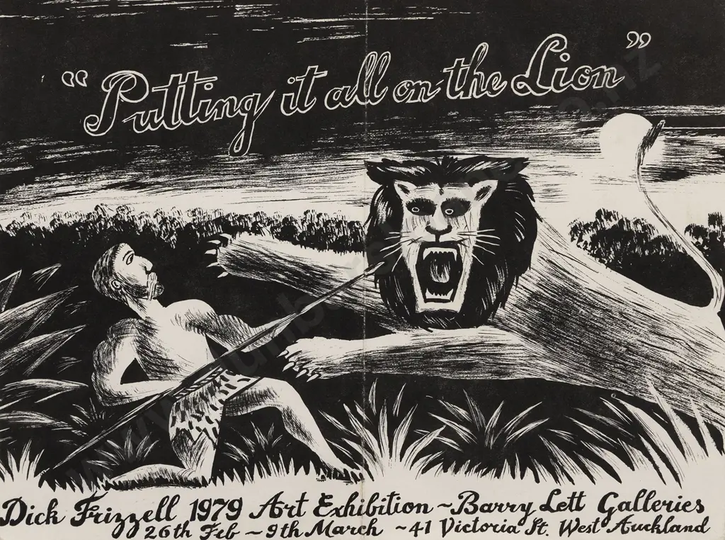 Dick Frizzell (b 1943) - Putting it all on the Lion Image 1++