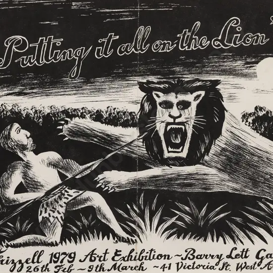 Dick Frizzell (b 1943) - Putting it all on the Lion